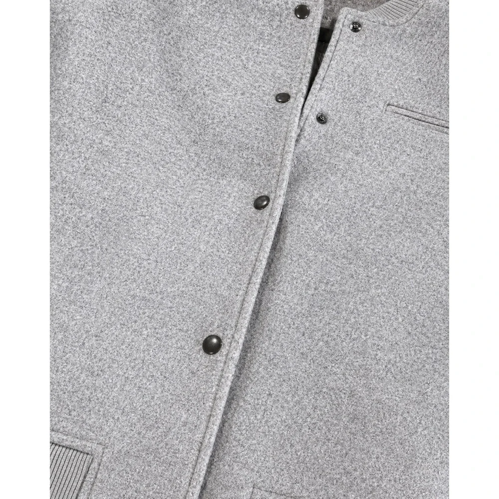 Madewell Wool-Blend Varsity Jacket Womens Medium Grey Excellent CK489 Bomber